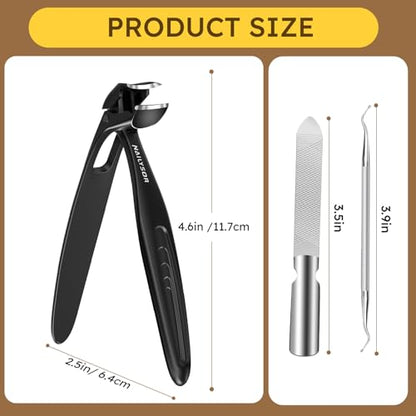 Long Handled Toenail Clippers for Seniors, Nail Clippers for Elderly with Angled Head, Wide Opening Heavy Duty Clippers for Thick Toenails, Ergonomic Handle with Catcher