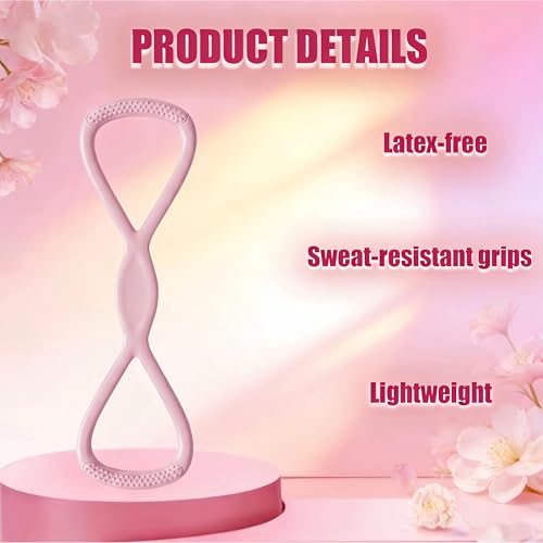 Figure 8 Resistance Band for Women, 8 Shaped Resistance Bands with Handles, Shoulder Back Arm Bands for Workout - color: pink