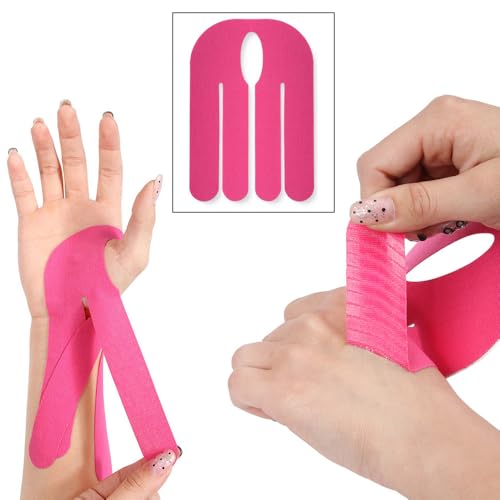 4 Pack Kinesiology Tape 4 Colors Wrist Support Tape Breathable Elastic Pre-Cut Bowling Thumb Tapes for Thumb Joint Pain Relief Arthritis Pain Baseball Soccer Sports Muscle Pains