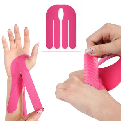 4 Pack Kinesiology Tape 4 Colors Wrist Support Tape Breathable Elastic Pre-Cut Bowling Thumb Tapes for Thumb Joint Pain Relief Arthritis Pain Baseball Soccer Sports Muscle Pains