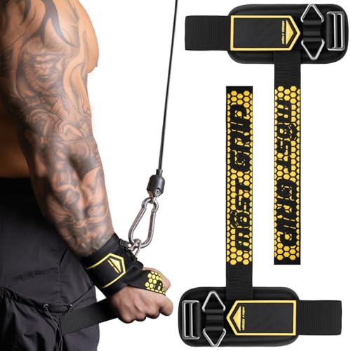 Drip Glue Non-Slip Wrist Straps for Weightlifting, 2-in-1 Lifting Straps with D Rings for Cable Machine Workout, 10mm Neoprene Padded Wrist Wraps for Weight Lifting Deadlift - color: Yellow-Black, size: M (6.3-8.3Inch)