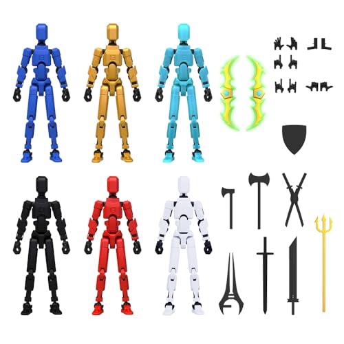 MerryXD 6 Pack Assembly Completed T13 3D Action Figure,Dummy Nova Titan Lucky 13 Action Figure 3D Printed Multi-Jointed Movable Toy - color: 6pack