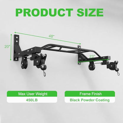 Fitvids Wall Mounted Pull Up Bar, Heavy Duty Multi-Grip Chin Up Bar for Home Gym, 450 lbs Weight Capacity Upper Body Strength Training Equipment, Multiple grip styles available