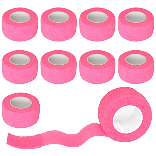 9 Pack 1" x 5 Yards Self Adhesive Bandage Wrap Self Stick Wrap for Ankle, Wrist, Finger, Sports, Breathable Cohesive Vet Tape for Pets (Pink) - color: Pink, size: 1 Inch
