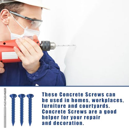 MorningRo Diamond Tip Concrete Screws Anchor with Drill Bit for Anchor Masonry, Block, Brick, Cement, Stucco(3/16" X 1-1/4",Phillips Flat Head) - size: 3/16" X 1-1/4", style: Phillips Flat Head