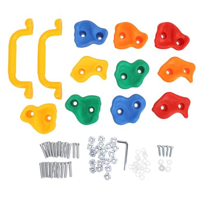 CHICIRIS Rock Climbing Holds, Premium PE Material Ergonomic Design Rock Texture with Mounting Hardware and 2 Handles, for Indoor Outdoor Climbing Walls and Boards