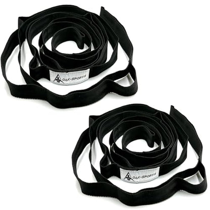 Stretching Strap Yoga Strap with Loops, Stretch Straps for Physical Therapy, Non-Elastic Exercise Strap for Pilates, Dance and Gymnastics with Workout Guide - color: Black+Black