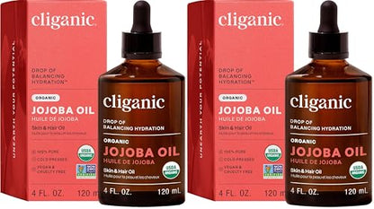 Cliganic Organic Jojoba Oil, 100% Pure (4oz) | Moisturizing for Face, Hair, Skin & Nails | Natural Cold Pressed Hexane Free | Base Carrier Oil (Pack of 2) - size: 4 Fl Oz (Pack of 2)