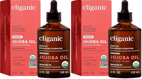 Cliganic Organic Jojoba Oil, 100% Pure (4oz) | Moisturizing for Face, Hair, Skin & Nails | Natural Cold Pressed Hexane Free | Base Carrier Oil (Pack of 2) - size: 4 Fl Oz (Pack of 2)