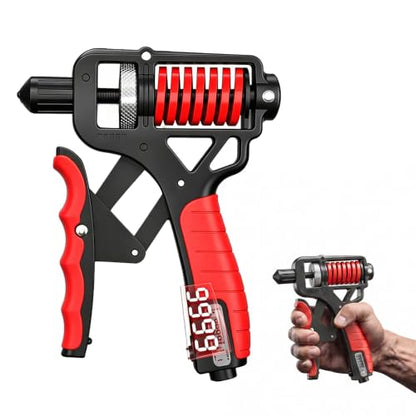 Ergonomic Adjustable H-Shaped Grip Hand Trainer, 2026 Upgraded Grip Strength Trainer Adjustable Resistance 11-363 Pounds (5-165 Kilograms), Strengthen the Wrist, Forearm and Fingers - color: Red