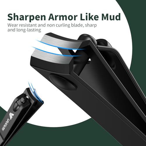 German Nail Clippers for Men, VANWIN Nail Clipper Set (4-Pack) Ultra Sharp Matte Stainless Steel Fingernail & Toenail Clippers with Glass Nail File, Nail Cutter Stocking Stuffers for Men Women Black