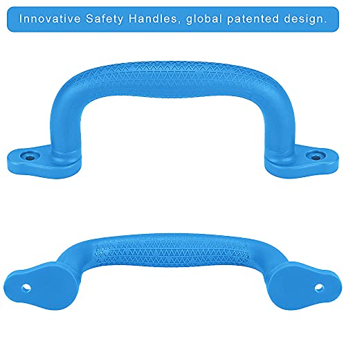 SELEWARE Blue Playground Safety Handles 2Pcs Kids Playground Grab Handles | Non-Slip Durable Plastic Handle Indoor Outdoor Playset Handle for Playhouse, Treehouse, Climbing Frame, Jungle Gym, Swing Set - color: Blue (2 Pack)
