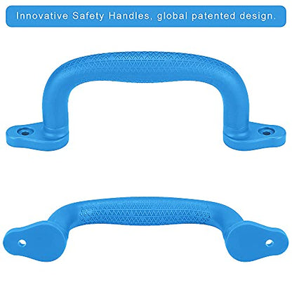 Dolibest 8-Pack Safety Handles for Swing Sets & Playsets - Monkey Bars with Anti-Skid Grip with Finger Indentations, Plastic Grab Handles, Easy Mounting for Climbing Frames, Playhouses, Treehouses - color: Blue-8pcs
