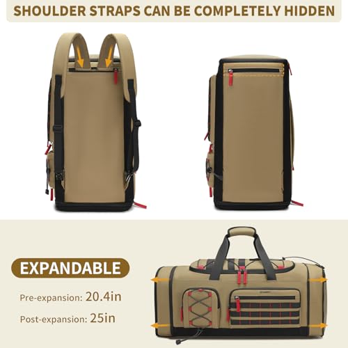 Bosstin Gym Bag for Men & Women,45L Travel Duffle Sports Duffel Bag Gym Weekender Overnight Backpack with Shoe Compartment (Khaki) - color: 6Khaki