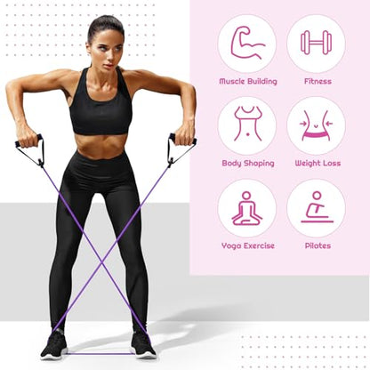 Women Fitness Exercise Equipment Trainer Set Pedal Resistance Band | Leg Arm Thigh Resistance Bands, Women Fitness Workout Equipment, Pedal Resistance Band with Handle, Yoga Pilates Body Fitness - color: Purple