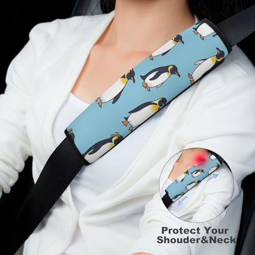 2 Pack Cute Penguin Blue Car Seat Straps Shoulder Pads Soft Padded Shoulder Harness Cover for Adult Use, Stroller Pushchair High Chair, Pressure Relief - color: Pattern 649