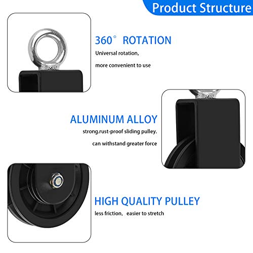 LFJ Cable Pulley with Swing Strap Carabiner Gym Pulley Wheel Set for LAT Pulley System DIY Pull Down Attachment,Ladder Lift,Home Gym Equipment