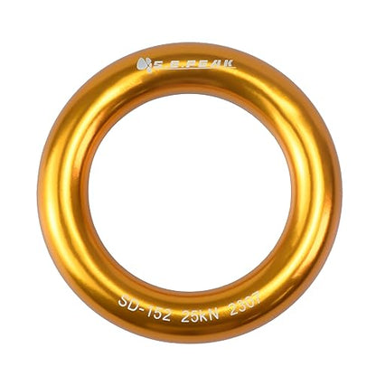 25kN Aluminum Rappel Ring, Perfect Tension O-Ring, Connection Ring for Rock Climbing, Arborist, Gold/Blue - color: big gold-1 pack