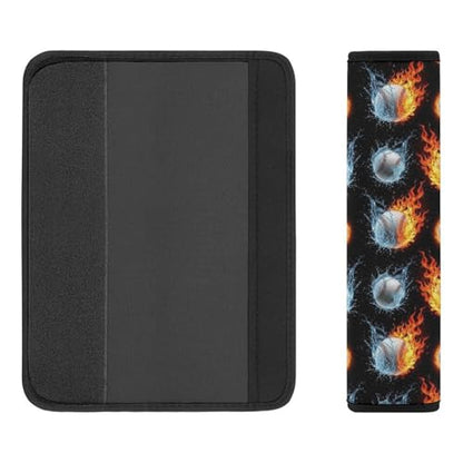 2 Pack Fire Water Baseball Car Seat Straps Shoulder Pads Soft Padded Seat Belt Cushion for Kids, All Vehicles, Pressure Relief - color: Pattern 269