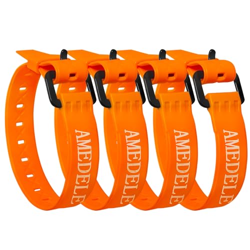 4 Pack Lashing Straps with Buckles,Adjustable Utility Tension Straps,Simple Tie-Downs Straps for Securing Bike Moto Luggage,Garden Hoses,Skis,Wires and Cables,Orange,14" - color: Orange, size: 14" Length / 4 Pack