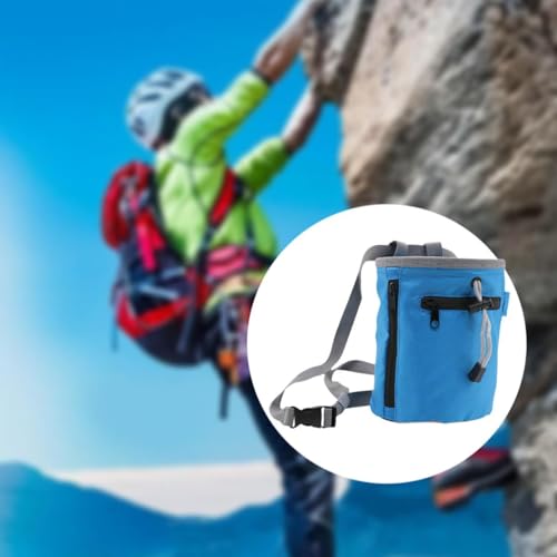 Compact Climbing Chalk Carrier with Reinforced Side Compartment and Leak Design for Athletic Activities Anti Slip Workout Chalk Bag - color: Blue