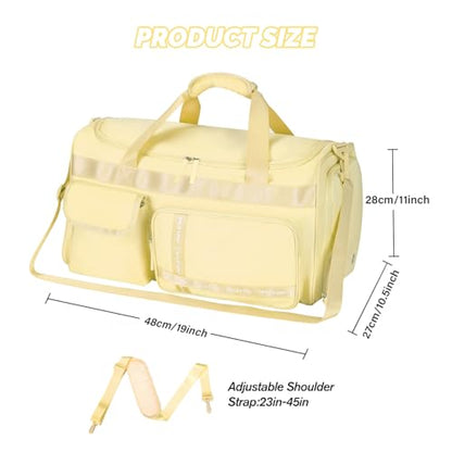 MAXTOP Gym Bag for Women Men Travel Duffle Bag Large Capacity Carry On Weekender Overnight Bag With Shoe Compartment Gym Tote Dry Wet Separation Duffel Bag for Travel - color: Yellow, style: Gym Bag