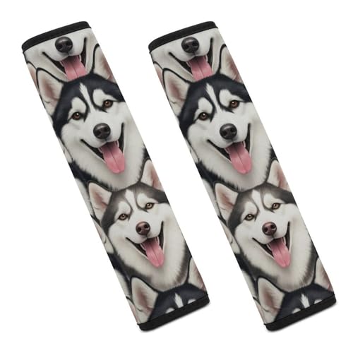 2 Pack Husky Dog Art Seat Belt Shoulder Pad Universal Soft and Comfortable Shoulder Protector for Kids, Most Cars, Pressure Relief - color: Pattern 752