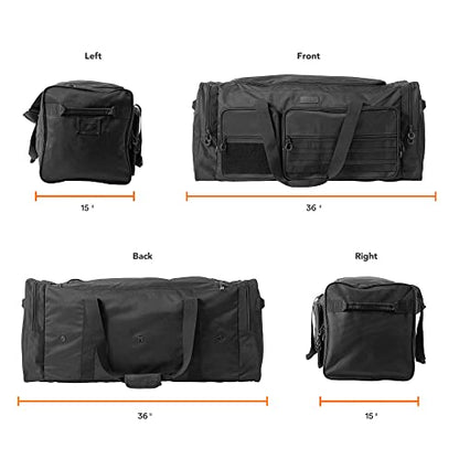 Fitdom 130L 36" Extra Large Sports Gym Equipment Travel Duffle Bag | Heavy Duty, Adjustable Shoulder Strap, 7 Compartments, Perfect for Soccer Baseball Basketball Hockey Football, Team Coaches - color: Black