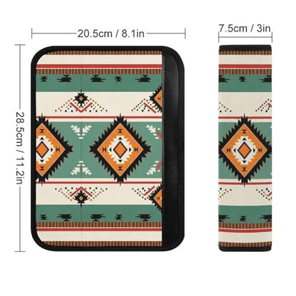 2 Pack Southwestern Boho Green Aztec Southwest Car Seat Belt Pad Soft Padded Harness Pads Strap for Child, Car Seats Pushchair Strollers High Chair Pushchair, Anti-Slip Pad - color: Pattern 975