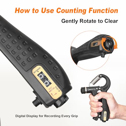 GRIFEMA GA5003 Hand Grips Strengthener, Forearm Strengthener, Hand Gripper with Counter, Adjustable Resistance 5-60kg, for Muscle Building and Injury Recovery