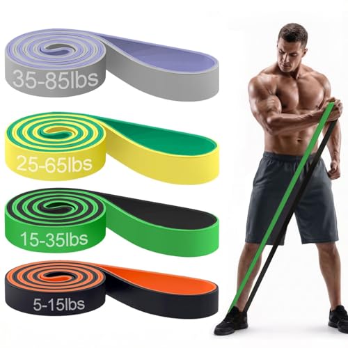Pull Up Bands, Resistance Bands Set, Exercise Workout Bands for Men & Women, Ideal for Body Stretching, Physical Therapy and Muscle Training - color: Purple&Grey
