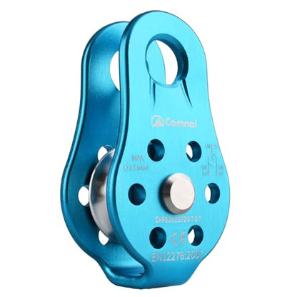 JEELAD 26kN Climbing Pulley Aluminum Alloy Rescue Pulley Single Sheave for Hauling Outdoor Zipline Climbing Rigging - color: 01 Blue - 26kN