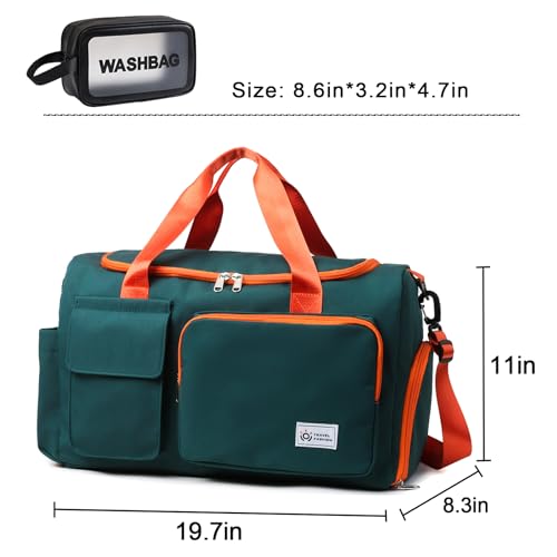 Small Gym Bag for Women, Travel Duffle Bag Carry On Weekender Bag with Shoe Compartment - color: 36#Green Orange, style: Gym Bag&toiletry Bag