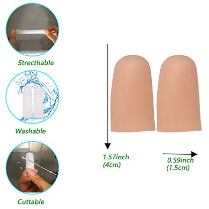 Kris-kikomy Gel Finger Protectors Finger Caps Silicone Fingertips Protection - Finger Cots Great for Trigger Finger, Finger Arthritis, Finger Cracking and Other Finger Pain Relief(Nude, Medium)