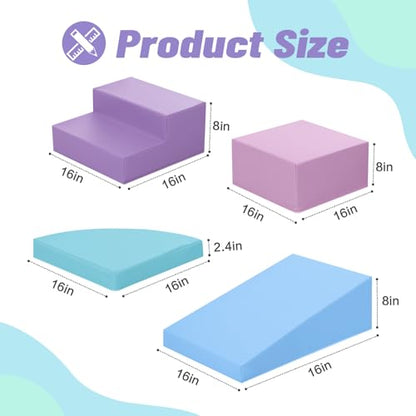 TODIBY 6-Piece Foam Climbing Blocks for Toddlers: Colorful Climbing Gym PU Leather Baby Foam Building Blocks Indoor Toy - style: Macaroon/Pink/Purple