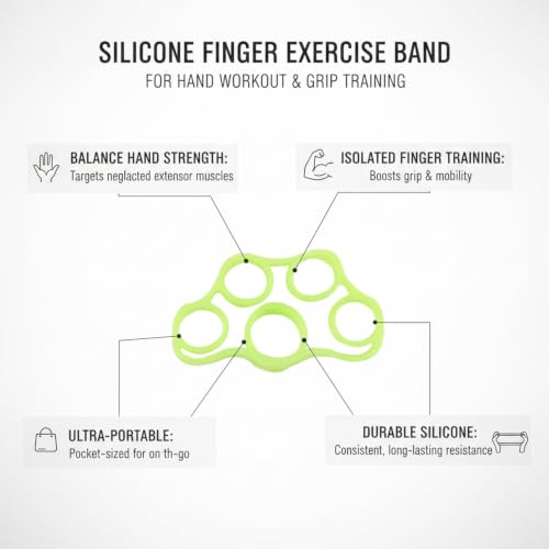 Hand Strengthener Silicone Finger Resistance Band for Grip Training and Extension Exercises - color: Green