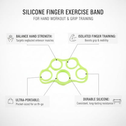 Premium Silicone Finger Resistance Band for Hand Exercise and Grip Practice - color: Green