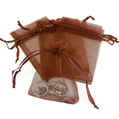 Boshen 100/200PCS Organza Gift Candy Sheer Bags Mesh Jewelry Pouches Drawstring Bulk for Wedding Party Favors Christmas 3"x4" 4" X 6" 5"x7"(3" X 4"(200PCS), Coffee) - color: Coffee-3" X 4"(200PCS)