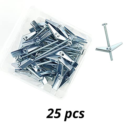 HASWARE Toggle Bolt Zinc Plated Steel and Wing Nut for Hanging Heavy Items on Drywall 1/8 x 2 (25 Pack) - size: 1/8 x 2" (25 Pack)