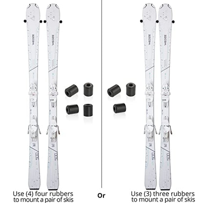 Arkorus [NEW] (8 PCS) Ski Wall Mount Storage – Edge-Safe hanger, Modern Floating Vertical Rack, Clip Hook Holder to Securely Store, Hang and Display Skis, Space-Saving Skiing Equipment Organizer