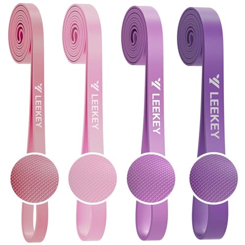LEEKEY Pull Up Assistance Bands,Muit Levels Resistance Bands for Senior/Adults,Exercise Bands with Door Anchor, Strength Bands for Fitness Training, Physical Therapy,Home Gym Workouts - color: 5-85LBS PINK PURPLE