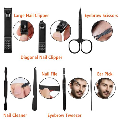 Manicure Set Men Nail Clipper Set Personal Care Nail Grooming Kits Travel Nail Care Set Manicure Tools Fenlebeneil Nail Clippers Pedicure Kit Basic Nail Care Tools Gift for Men Women - color: Black-orange