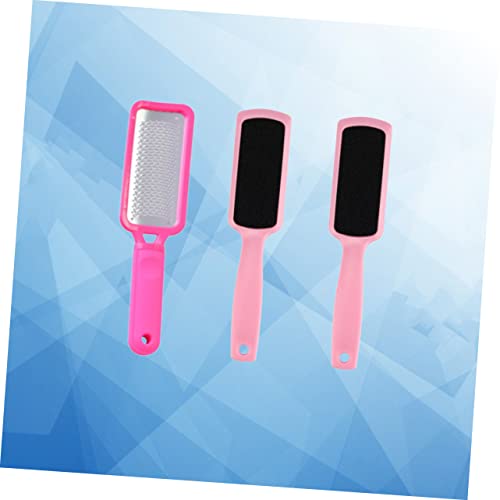 3pcs Double-Sided Foot Grinding Tool Rosy Stainless Steel Foot File Pink Sandpaper Grinding Boards for Callus Removal and Smooth Skin for Home Professional Use