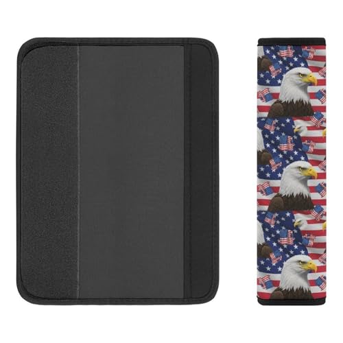 2 Pack Soft Padded Seat Belt Cover for Girls and Boys, All Vehicles, USA Flag Eagle Harness Pads Strap, Anti-Slip Pad - color: Pattern 554