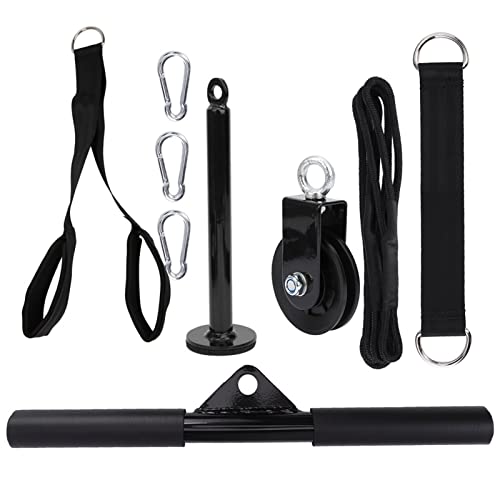 plplaaoo 9Pcs Set DIY Fitness Equipment Loading Pin Pull Triceps Training Pulldown Pulley System High Strength Silent Cable Wheel Portable Home Gym Workout Gear Stainless Steel