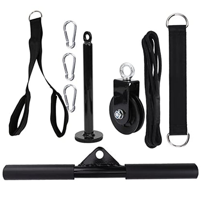 plplaaoo 9Pcs Set DIY Fitness Equipment Loading Pin Pull Triceps Training Pulldown Pulley System High Strength Silent Cable Wheel Portable Home Gym Workout Gear Stainless Steel