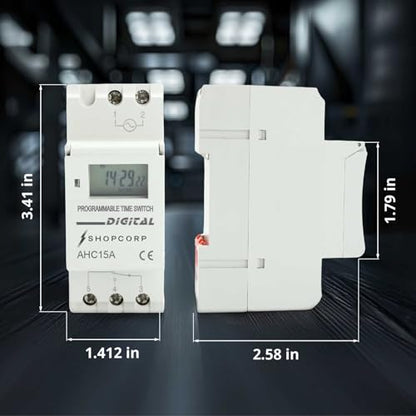 Programmable Timer Relay, HD Display, High Precision, Smart Chip, Power Failure Memory, 15A 110VAC, DIN Rail, 2 Modules - style: Timer
