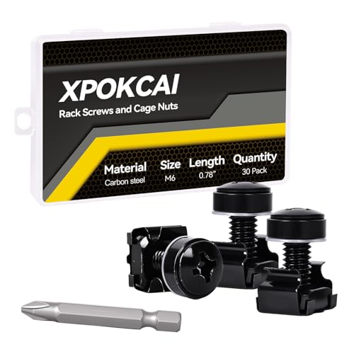 30-Pack M6 x 20mm Rack Mount Screws and Cage Nuts for Server Racks、Routers&Audio Equipment Cabinets Wall Server Network Enclosure Mount Screws - color: Black-M6, size: 30 Pack