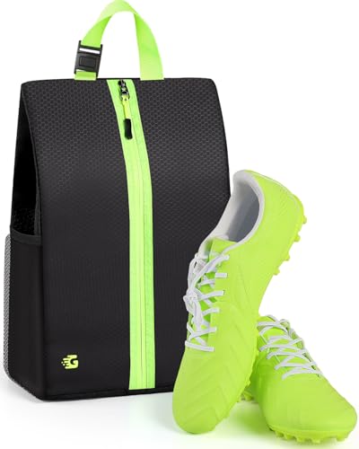 GLORIEROO Smell Proof Shoe Bags for Travel-Soccer Cleat Bag Smell Proof with Active Carbon Fabric | Odor-Absorbing Water-Resistant Track Shoe bags for Sports (Black with Green, UP TO US11) - color: Black with Green, size: UP TO US11