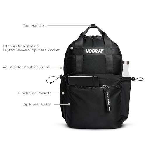 VOORAY 19L Katie Backpack, Large - Travel, Gym & Sports Backpack - color: Matte Black
